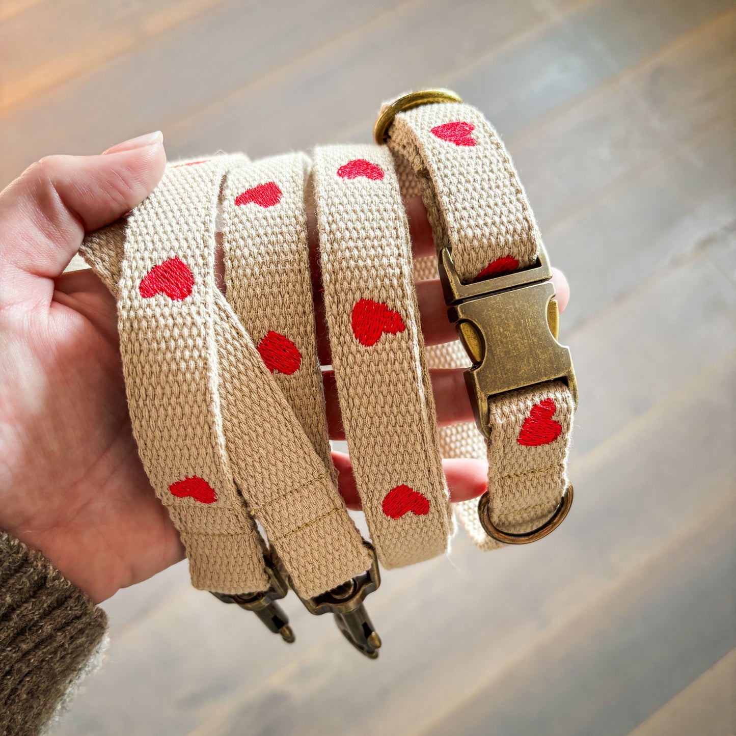 FUSSI DOGS - Hundeleine Nature Beige Heart