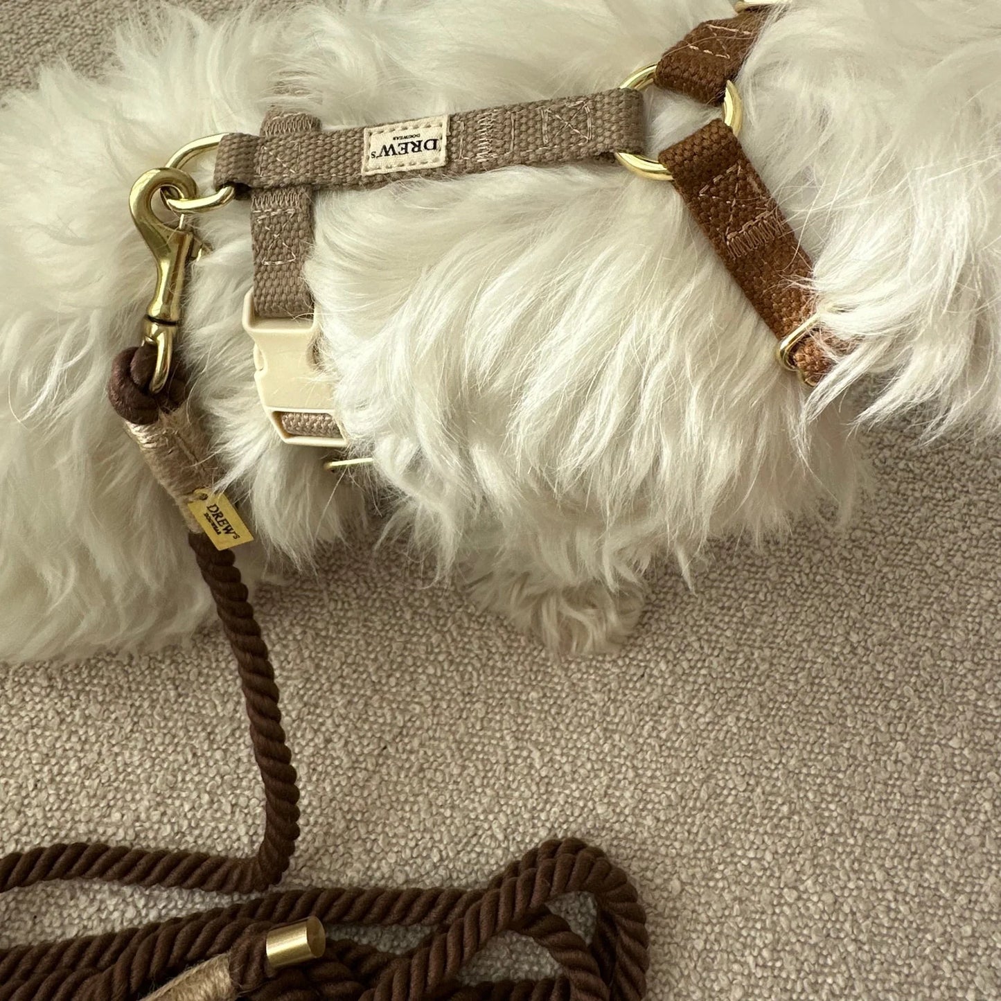 DREW'S DOGWEAR - BROWN / Verstellbare und weiche Hundeleine - OSSO BLU