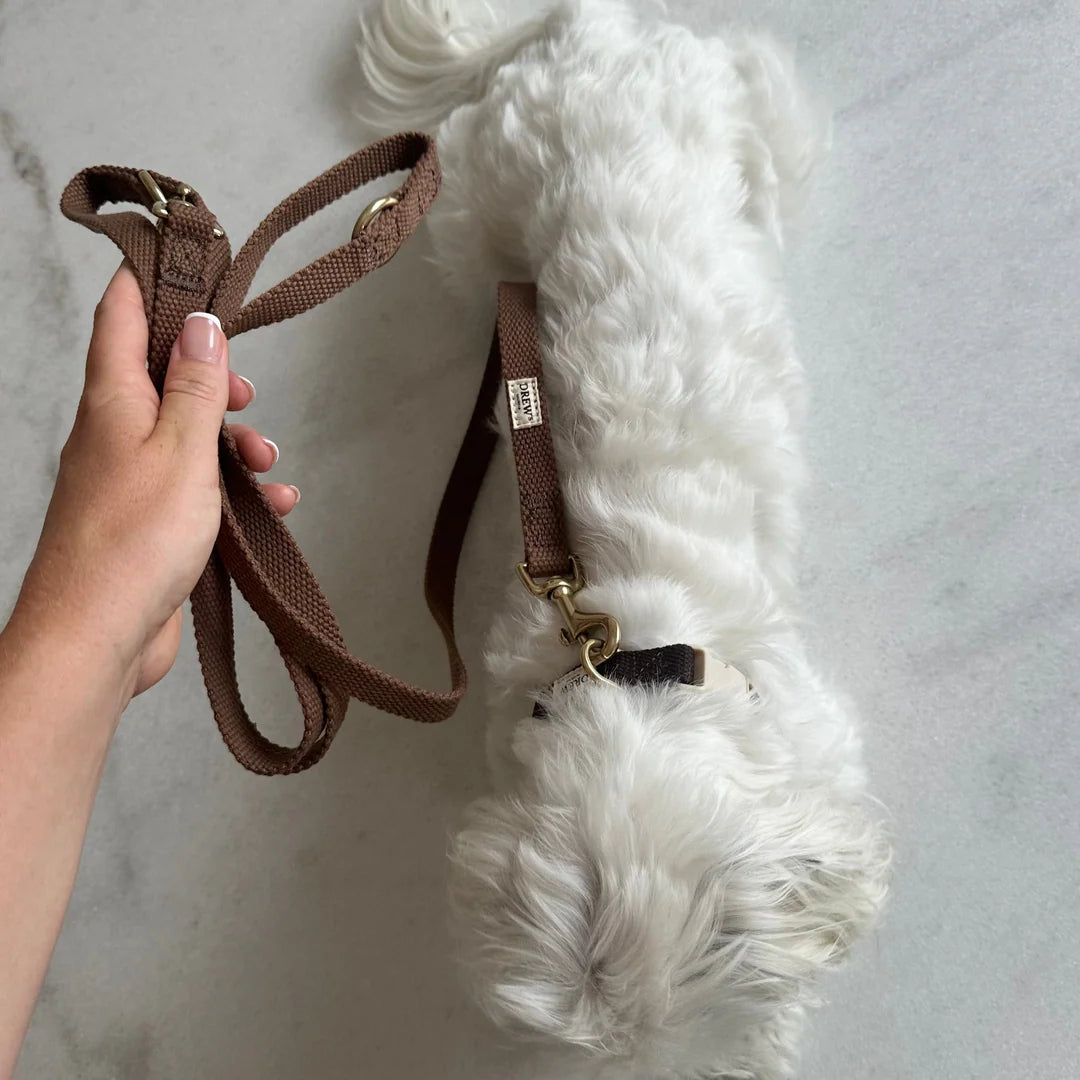 DREW'S DOGWEAR - Verstellbare Hundeleine aus Baumwolle – Braun (2 Meter)