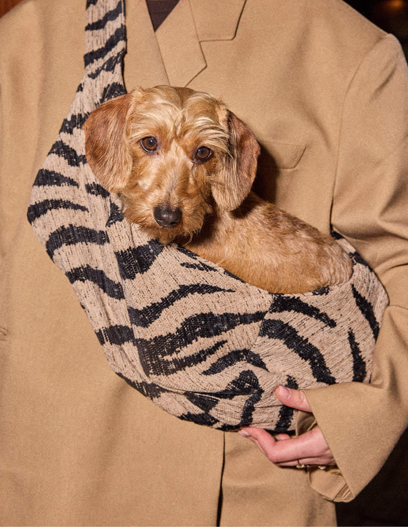 DOGGUO - Zebra Hundetragetasche - Beige/Black