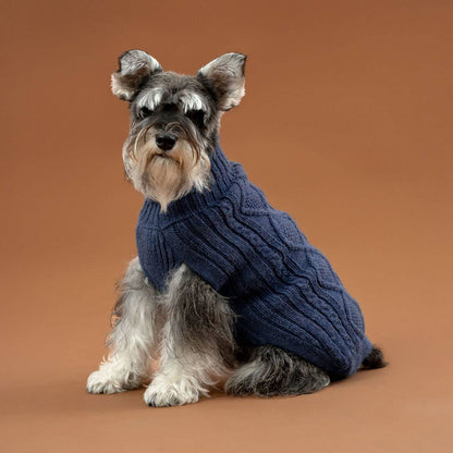 Alqo Wasi - Alqo Wasi Aran-Strick Alpaka-Hundepullover: XS / Königsblau - OSSO BLU