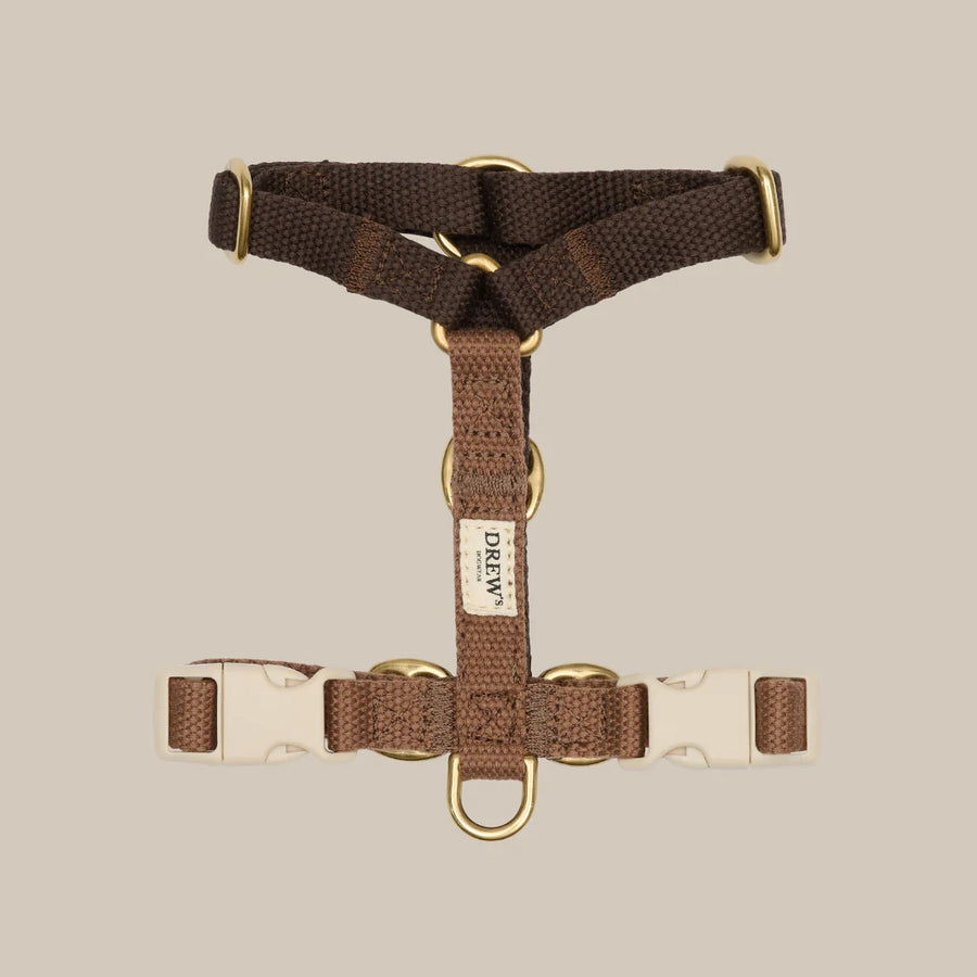DREW'S DOGWEAR - Verstellbares Hundegeschirr Chocolate mit goldenen Details - OSSO BLU