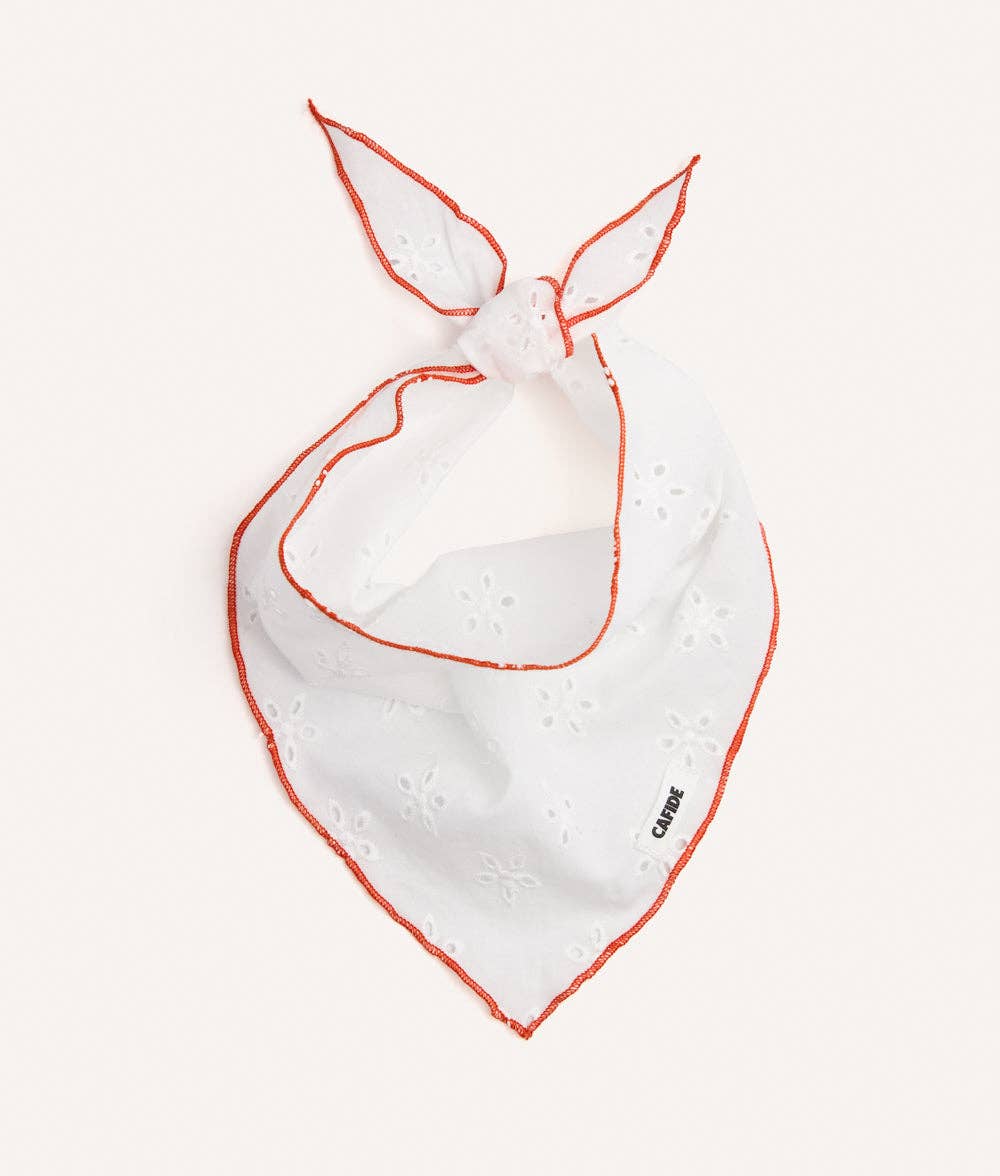 CAFIDE – Hundebandana mit Stickmuster (Koralle, Sahne) - OSSO BLU