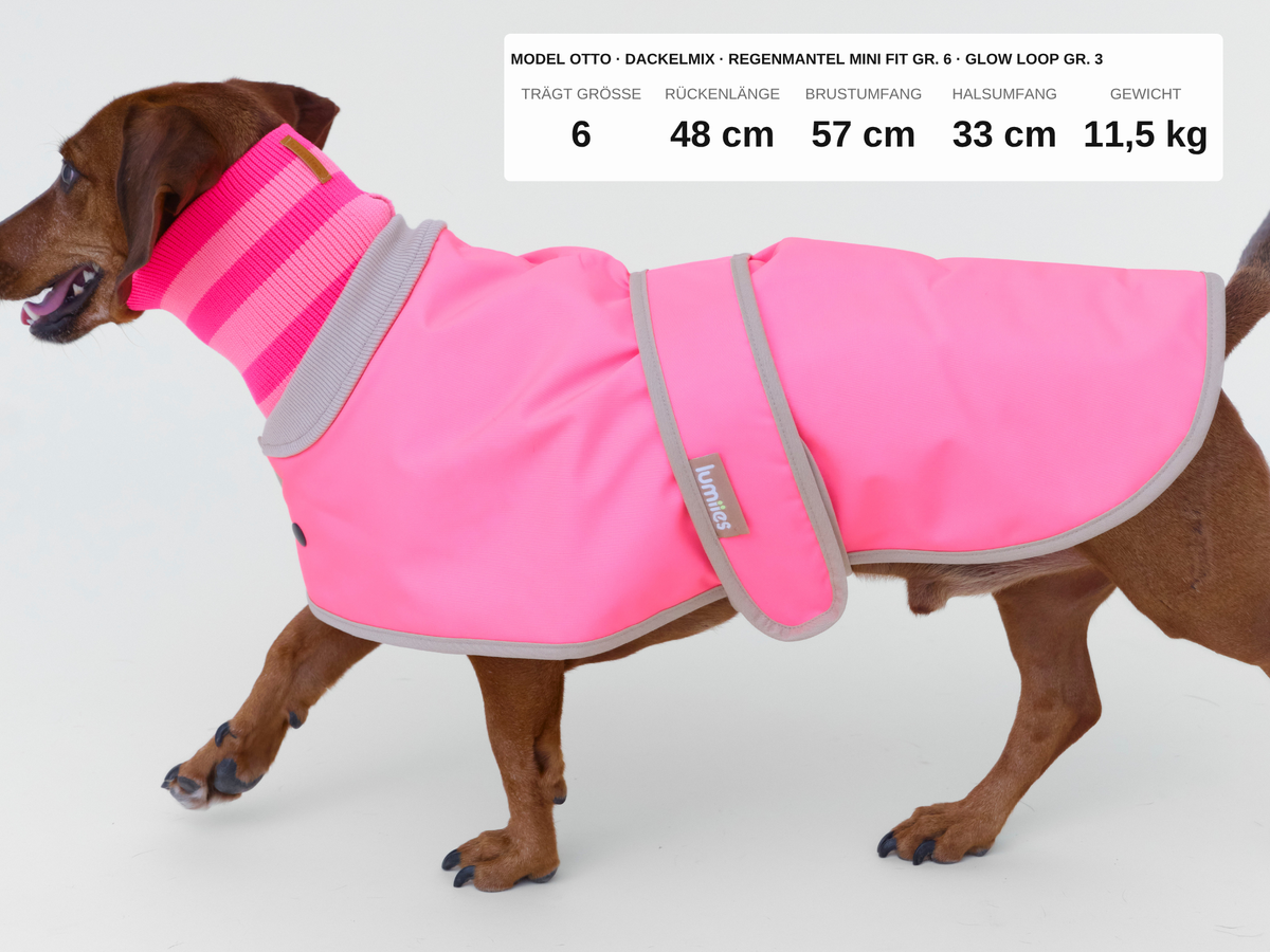 LUMIIES – Glow Raincoat Mini-Fit Hunderegenmantel Neonpink