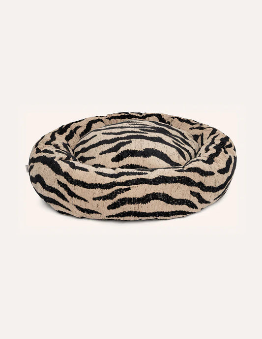 DOGGUO - Zebra Rundes Hundebett – Beige/Black - OSSO BLU