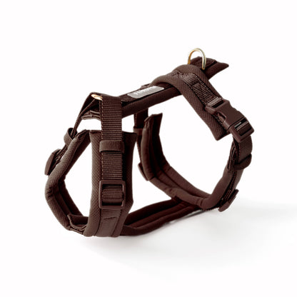 FURLOU - Comfort Hundegeschirr Brown // Braun mit goldenen Details