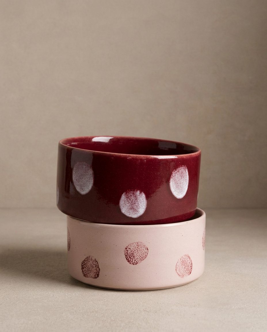 EGG BACK HOME – Pop Dots Hundenapf Burgunder