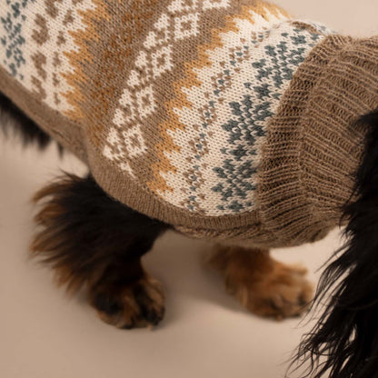 Alqo Wasi - Herbst-Medley Alpaka-Hundepullover: Brown / XS - OSSO BLU