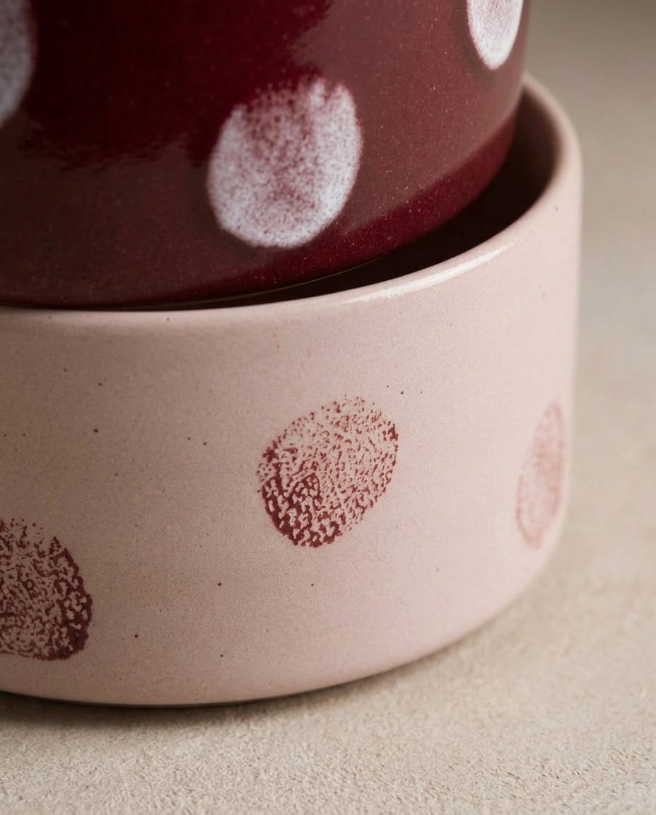 EGG BACK HOME – Pop Dots Hundenapf Burgunder