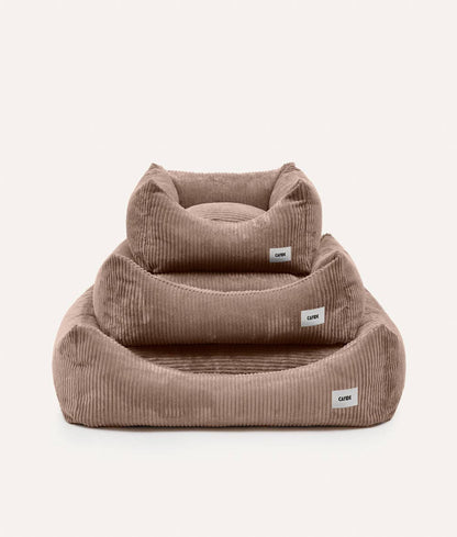 CAFIDE - Hundebett „Snozy“ – Cord Mokka-Beige
