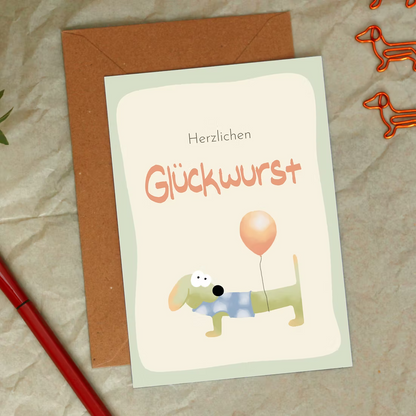 PFOTENALBUM – Glückwunschkarte „Herzlichen Glückwurst“