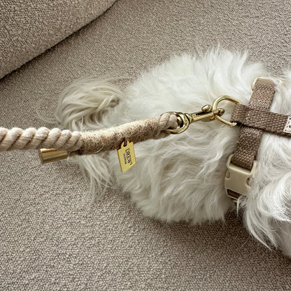 DREW'S DOGWEAR - BEIGE/ Verstellbare und weiche Hundeleine