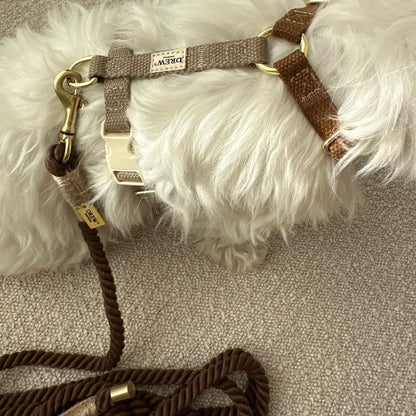 DREW'S DOGWEAR - BROWN / Adjustable and soft dog leash