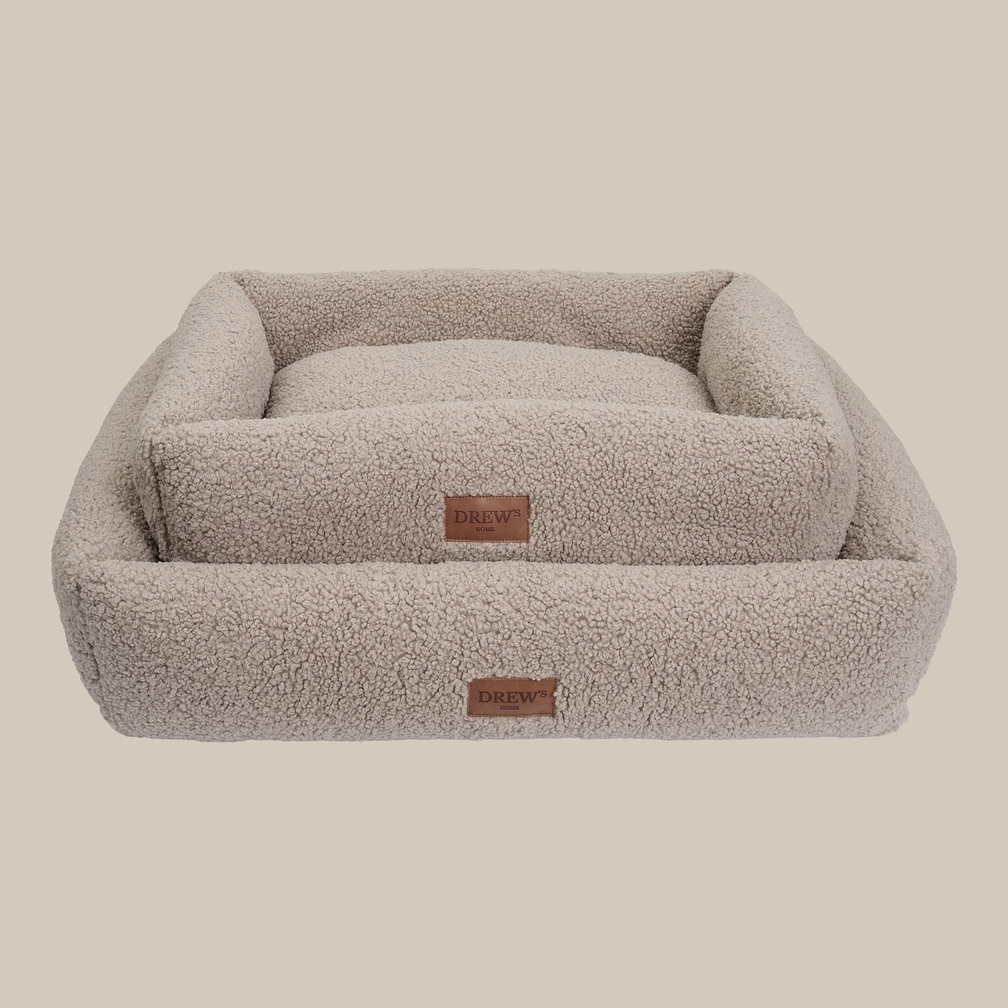 DREW'S DOGWEAR - NUNA Hundekorb – Teddyweiches & waschbares Hundebett aus Memory Foam (taupe)