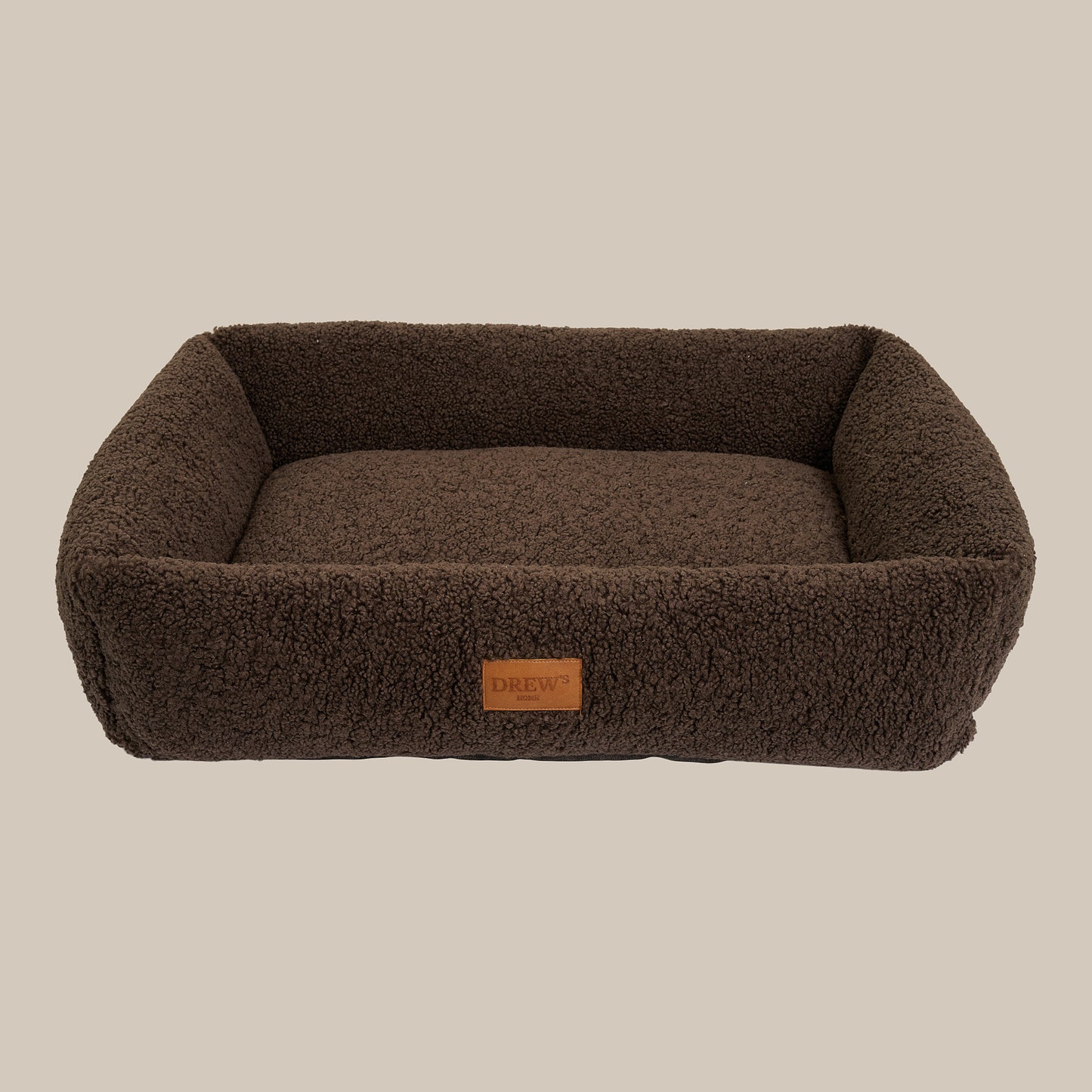 DREW'S DOGWEAR - NUNA Hundekorb – Teddyweiches & waschbares Hundebett aus Memory Foam (braun)
