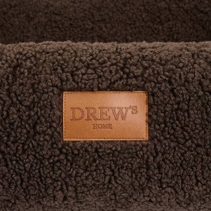 DREW'S DOGWEAR - NUNA Hundekorb – Teddyweiches & waschbares Hundebett aus Memory Foam (braun)