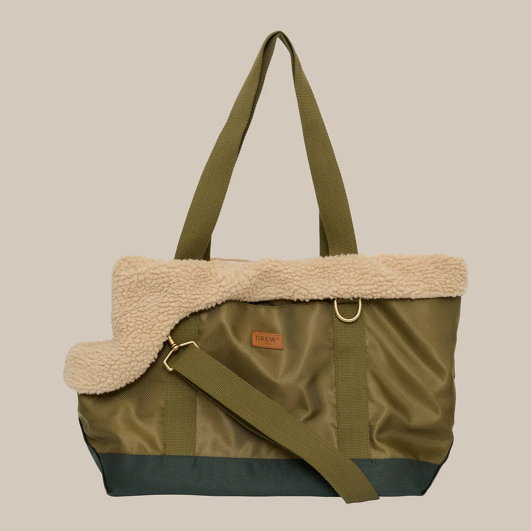 DREW'S DOGWEAR - LIMITED EDITION – Olive // Sportliche Hundetasche mit Teddyfleece-Innenfutter
