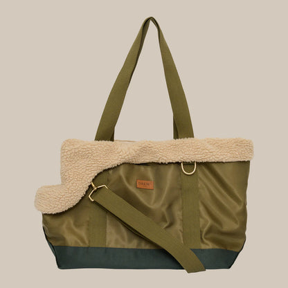 DREW'S DOGWEAR - LIMITED EDITION – Olive // Sportliche Hundetasche mit Teddyfleece-Innenfutter