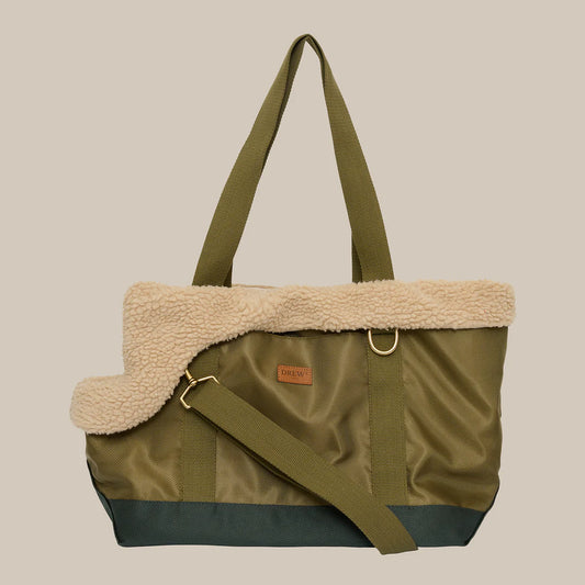 DREW'S DOGWEAR - LIMITED EDITION – Olive // Sportliche Hundetasche mit Teddyfleece-Innenfutter