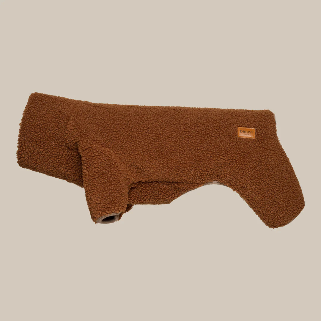 DREW'S DOGWEAR - MILO // Dog sweater made of soft teddy material – Brown