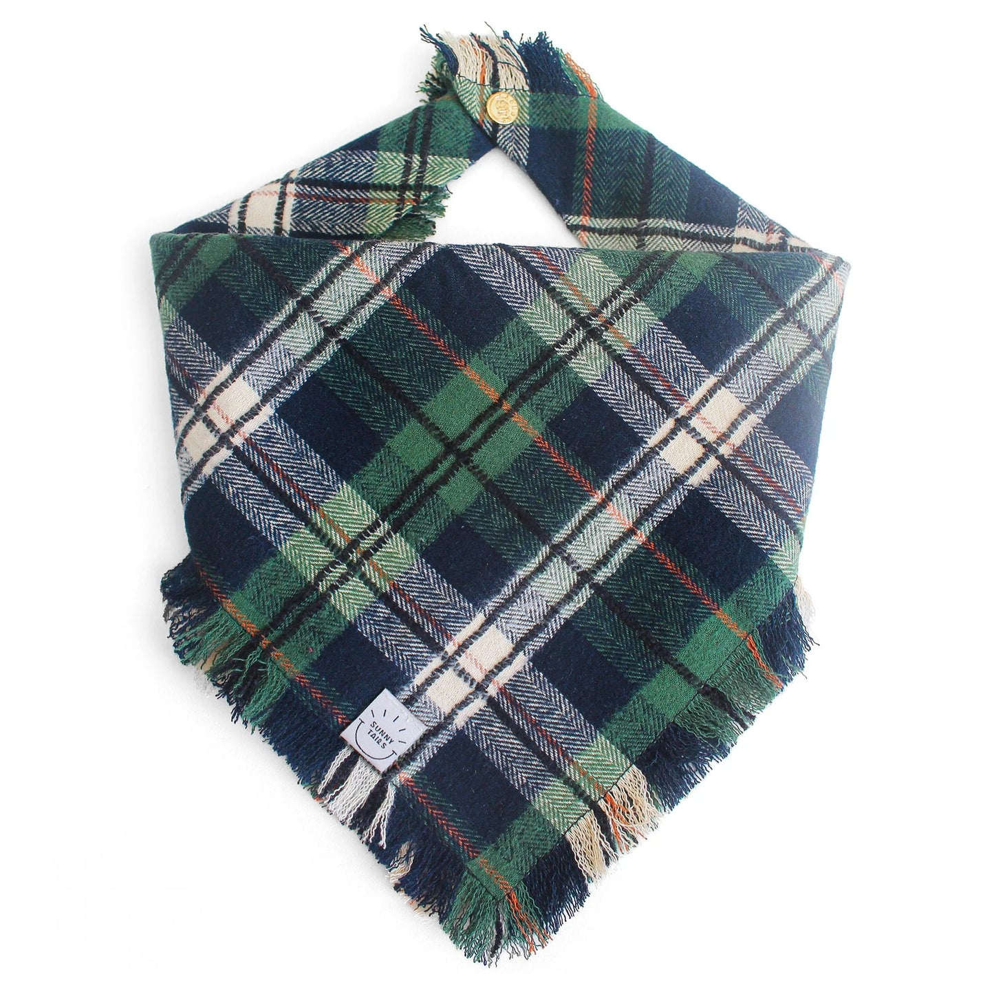 SUNNY TAILS – Frayed Dog Bandana – Evergreen Plaid
