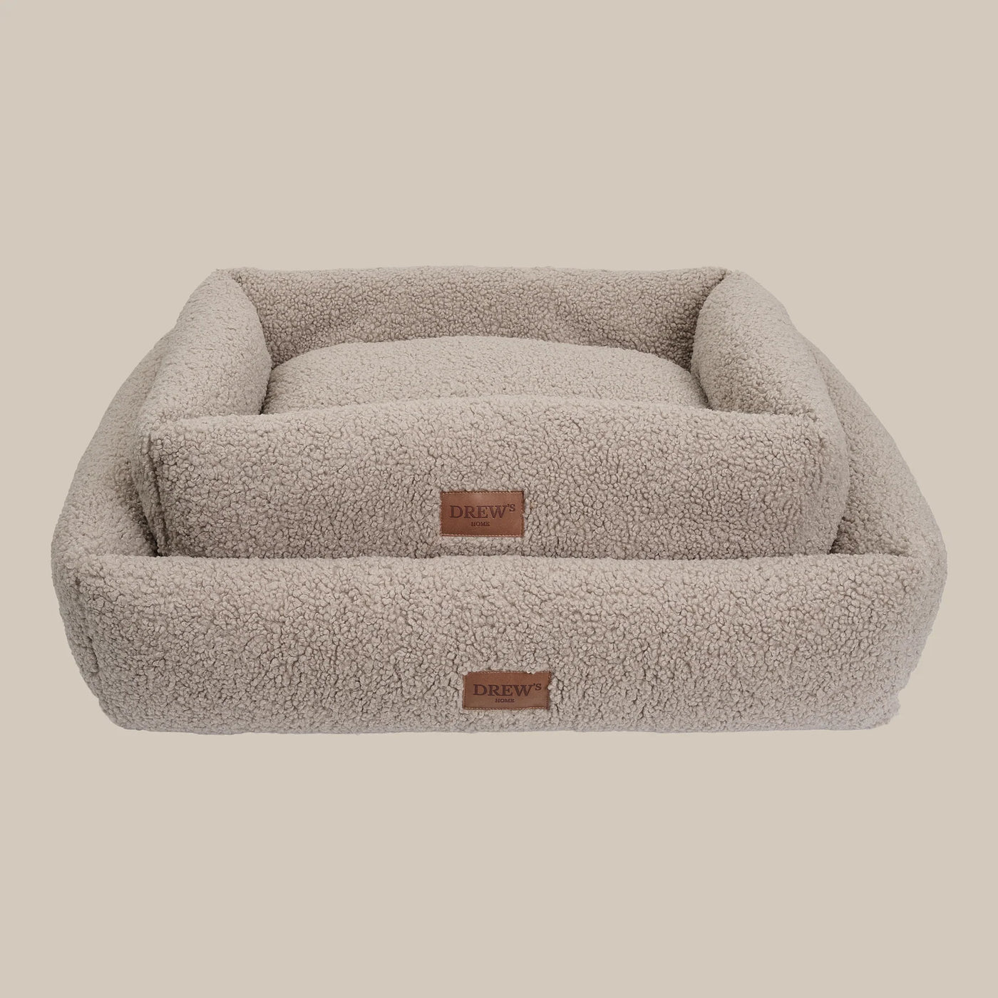 DREW'S DOGWEAR - Orthopedic Teddy Dog Bed with Memory Foam in Taupe