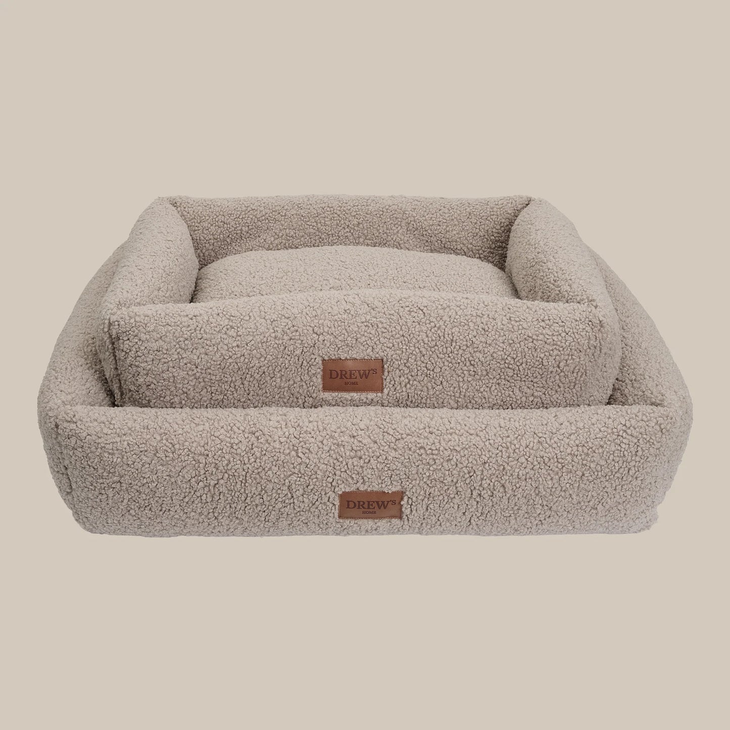 DREW'S DOGWEAR - Orthopädisches Teddy-Hundebett mit Memory-Schaum in Taupe