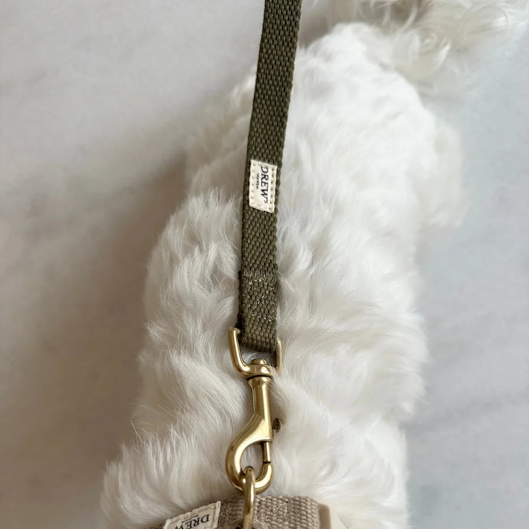 DREW'S DOGWEAR - Verstellbare Hundeleine aus Baumwolle – Olivgrün (2 Meter)