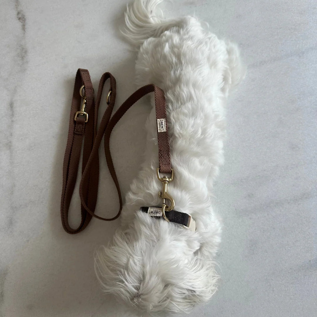 DREW'S DOGWEAR - Verstellbare Hundeleine aus Baumwolle – Braun (2 Meter)
