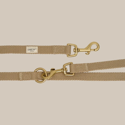 DREW'S DOGWEAR - Verstellbare Hundeleine aus Baumwolle – Beige (2 Meter)