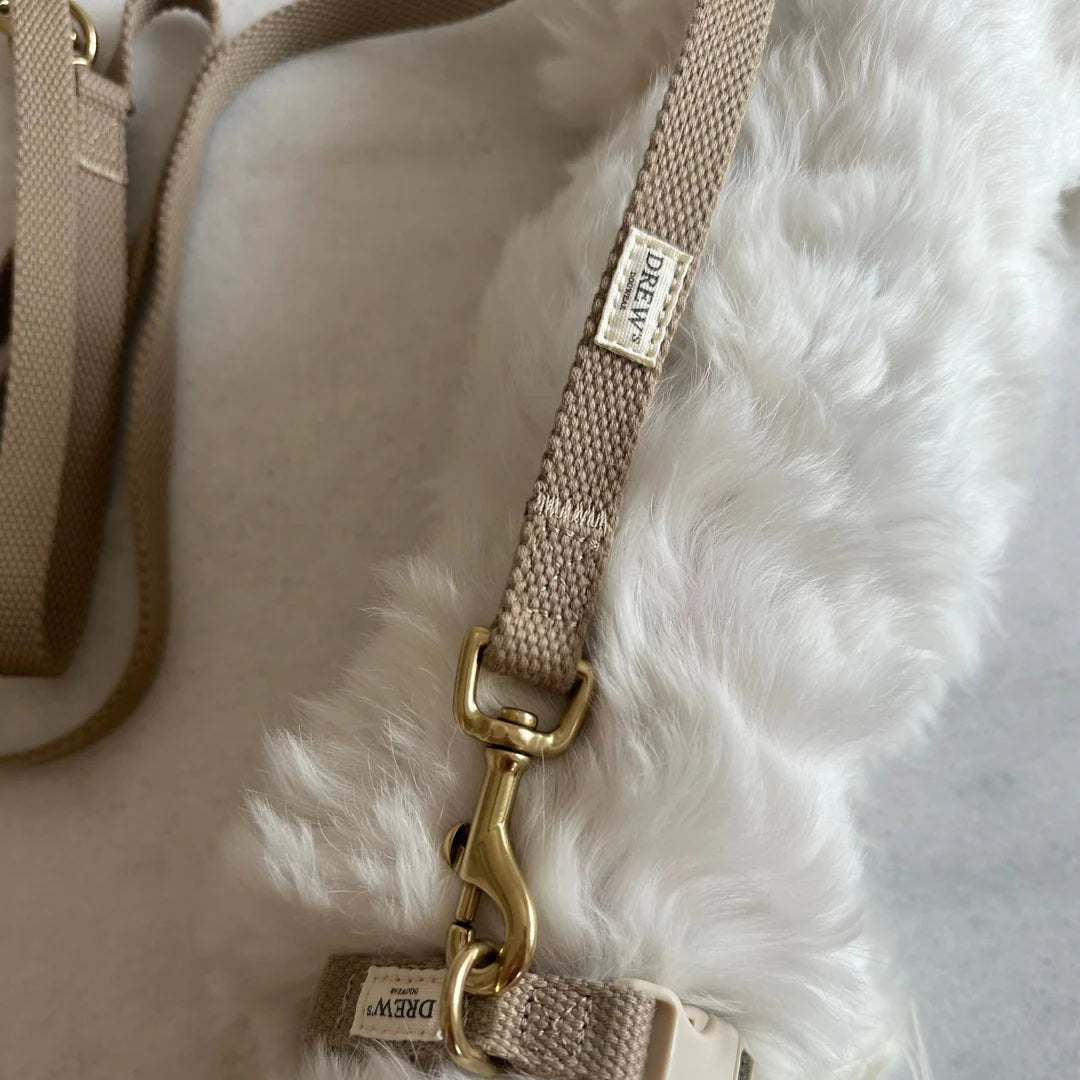 DREW'S DOGWEAR - Verstellbare Hundeleine aus Baumwolle – Beige (2 Meter)