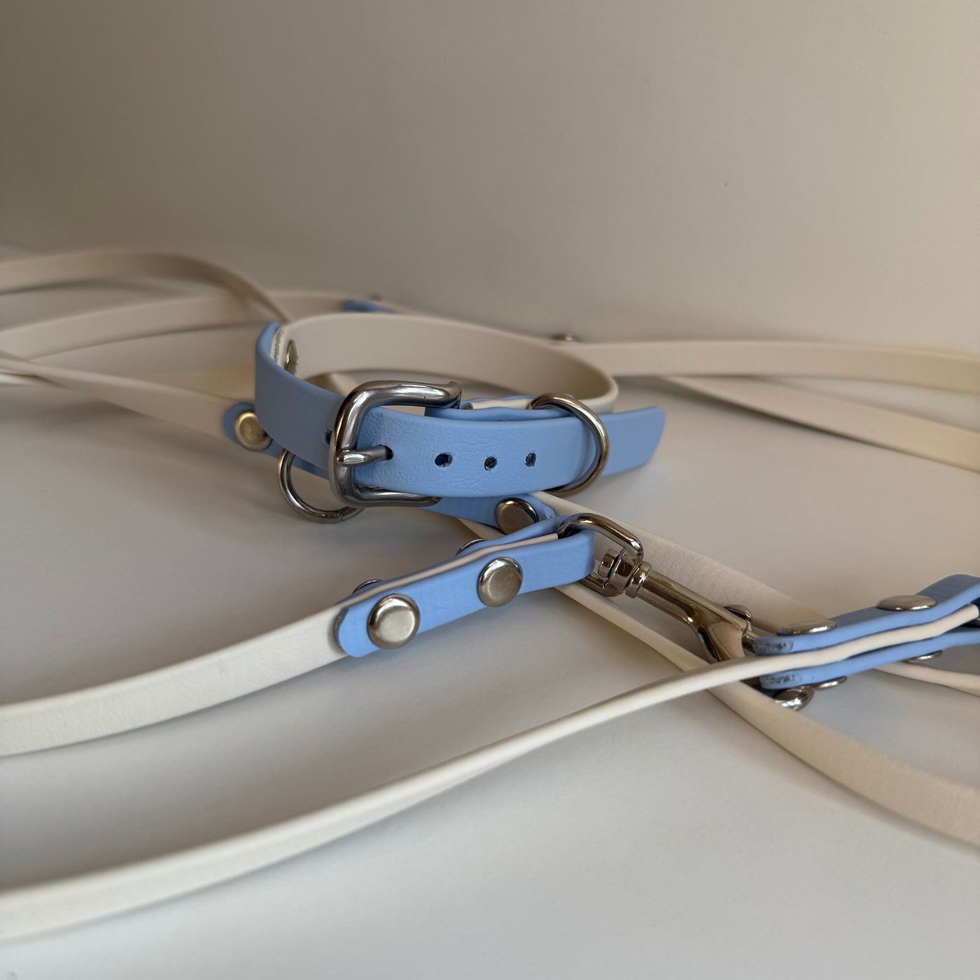 DACHSHUND & FRIENDS – BioThane® Leash (Cream/Blue – 9mm, Crossbody 2.40m)