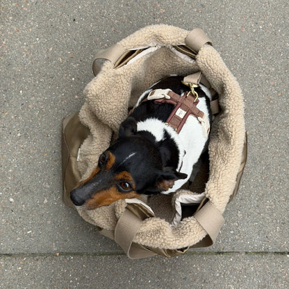 DREW’S DOGWEAR – Cali Hundetasche mit Teddyfutter Sage