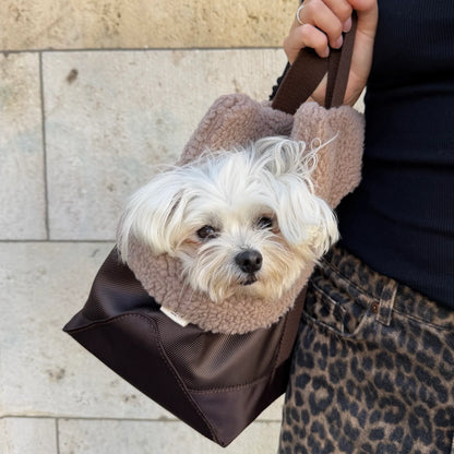 DREW’S DOGWEAR – Cali Hundetasche mit Teddyfutter Brown