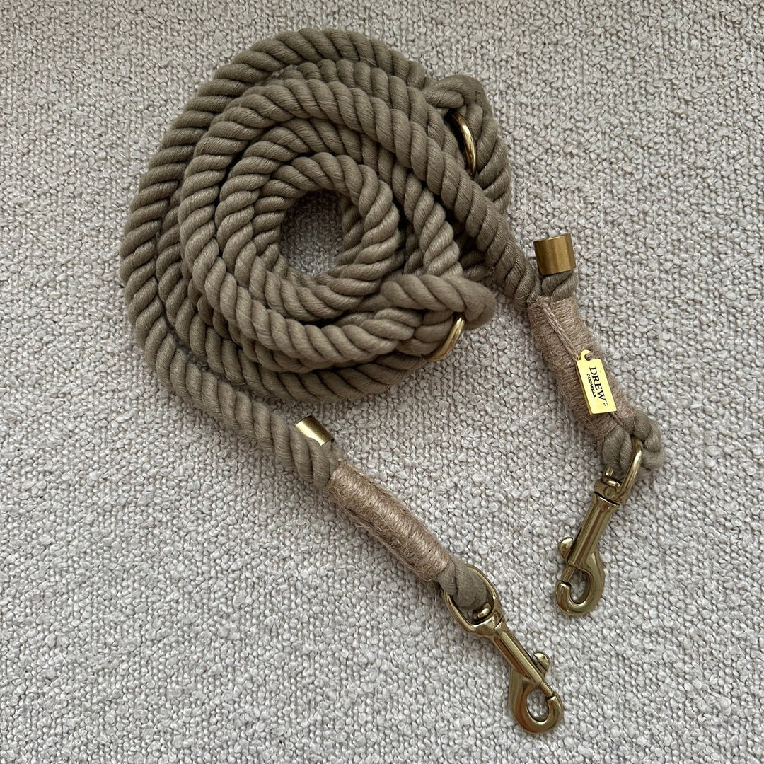 DREW'S DOGWEAR - KHAKI / Adjustable and soft dog leash