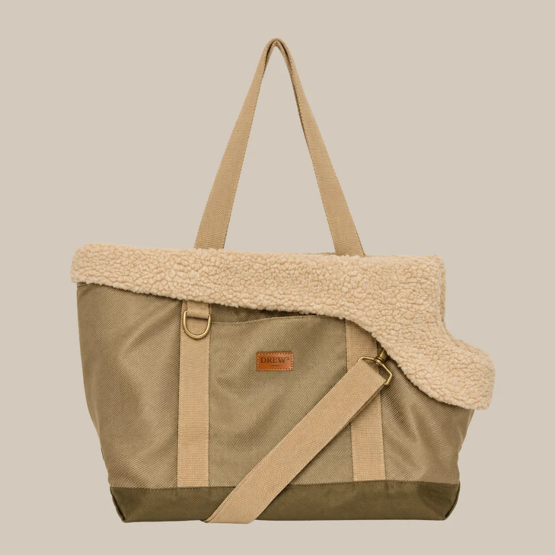 DREW’S DOGWEAR – Cali Hundetasche mit Teddyfutter Sage