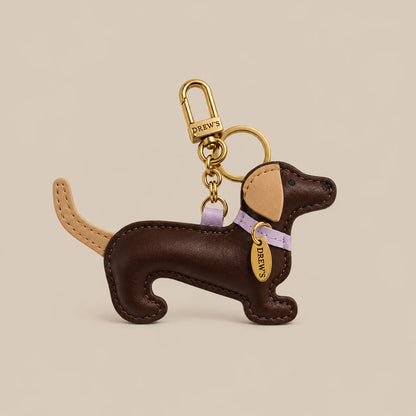 DREW’S DOGWEAR - Dackel-Taschenanhänger – Braun/Lavendel