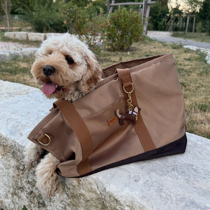 DREW’S DOGWEAR - Dackel-Taschenanhänger – Braun/Lavendel