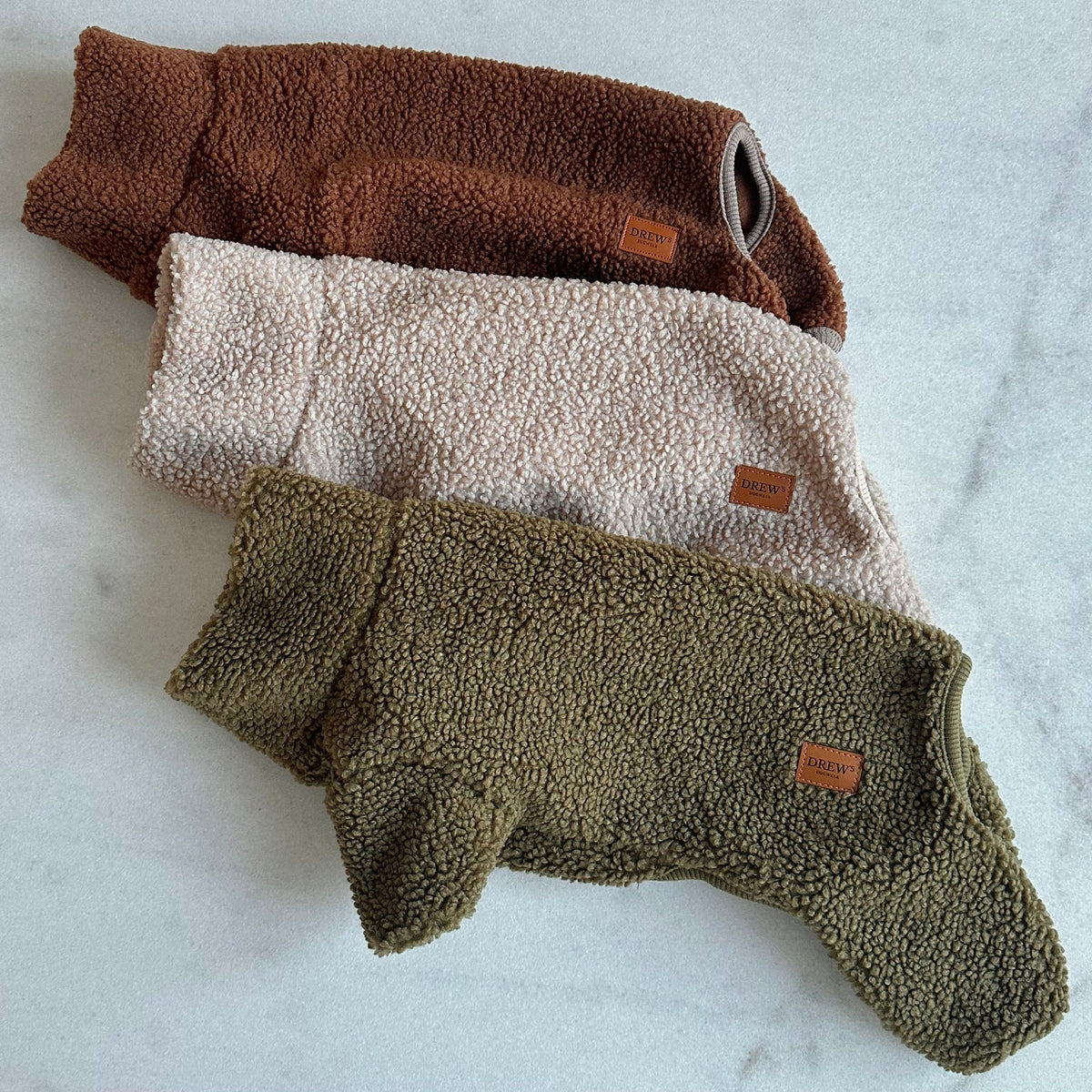 DREW’S DOGWEAR - Milo Sherpa-Hundepullover – Olivgrün
