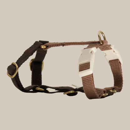 DREW'S DOGWEAR - Verstellbares Hundegeschirr Chocolate mit goldenen Details
