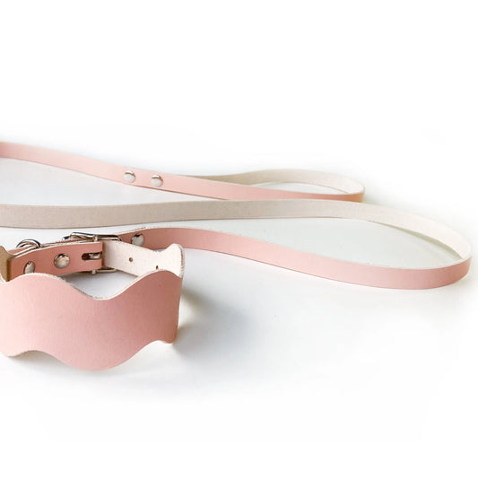 SCADO - RIPPLE COLLAR AND CLASSIC SOFT LEASH ROSE SET - OSSO BLU