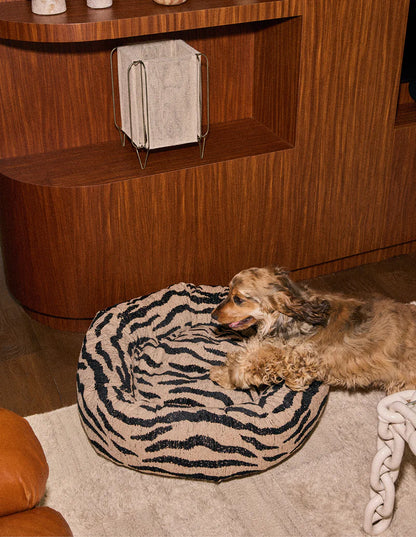 DOGGUO - Zebra Rundes Hundebett – Beige/Black - OSSO BLU