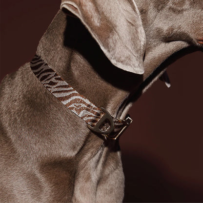 DOGGUO - Hundehalsband mit gewebtem Zebramuster in Braun und Beige - OSSO BLU