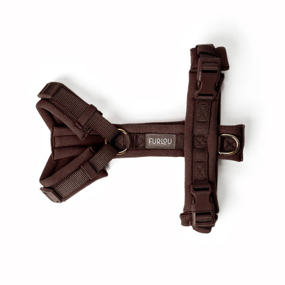 FURLOU - Comfort Hundegeschirr Brown // Braun mit goldenen Details