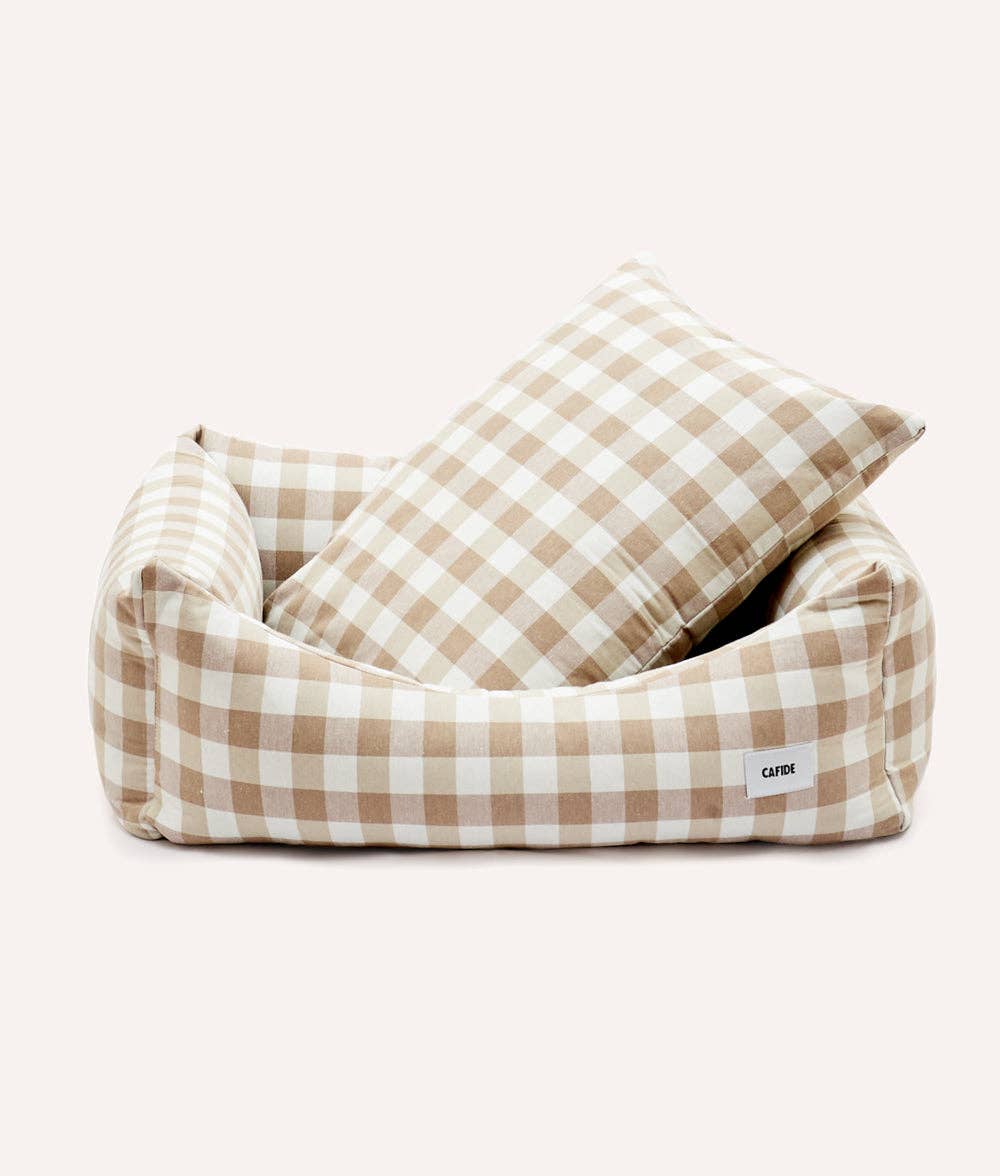 CAFIDE - Hundebett „Snozy“ – Vichy Beige