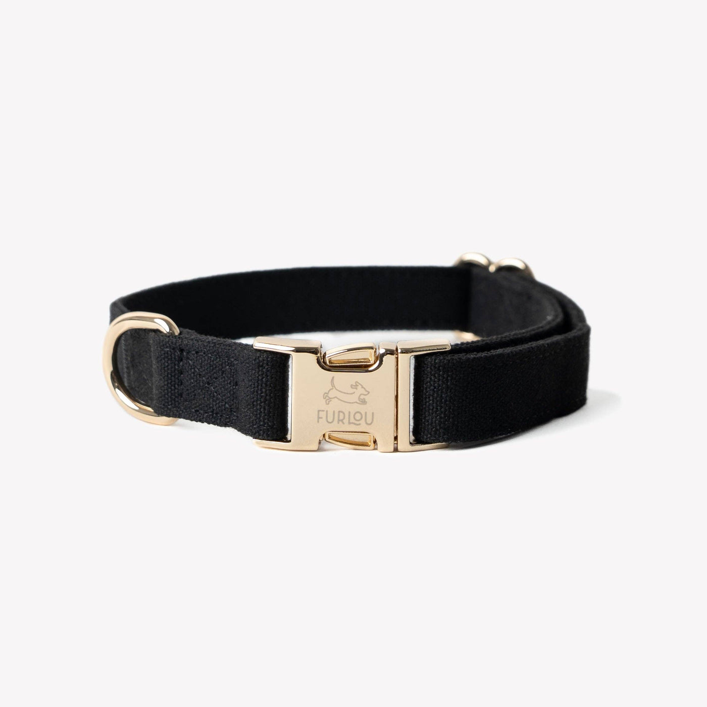FURLOU – Black Cotton Canvas Dog Collar