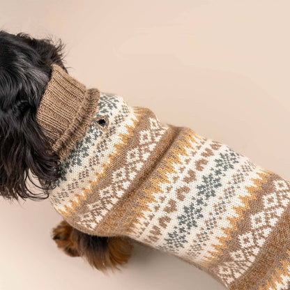 Alqo Wasi - Herbst-Medley Alpaka-Hundepullover: Brown / XS - OSSO BLU