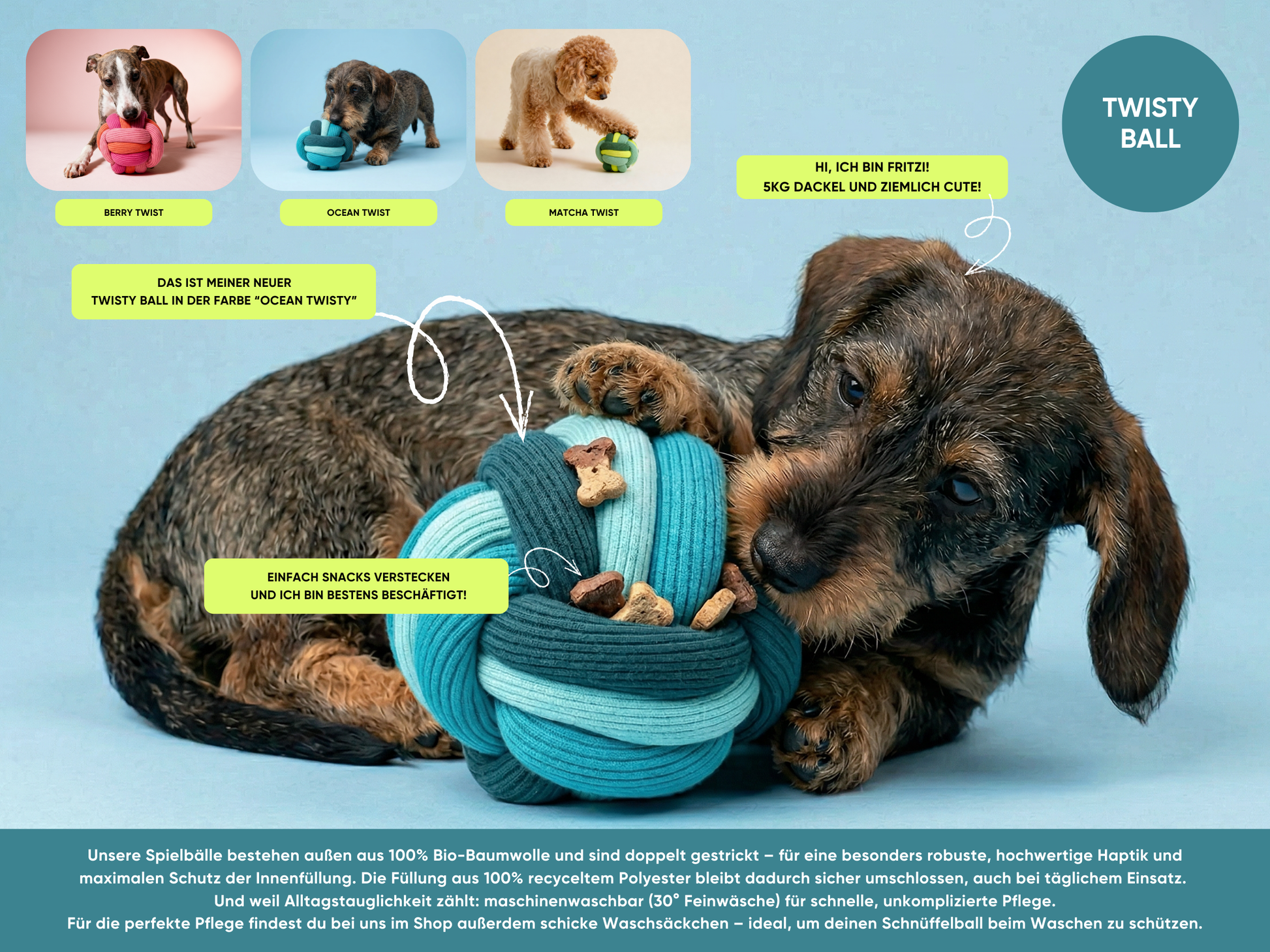 LUMIIES - THE TWISTY BALL Interaktiver Schnüffelball für Hunde - OSSO BLU