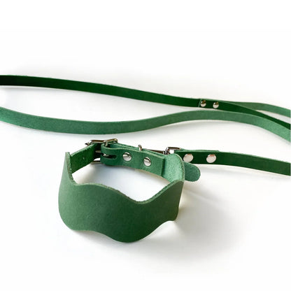 SCADO - RIPPLE COLLAR AND CLASSIC SOFT LEASH AVOCADO GREEN SET - OSSO BLU