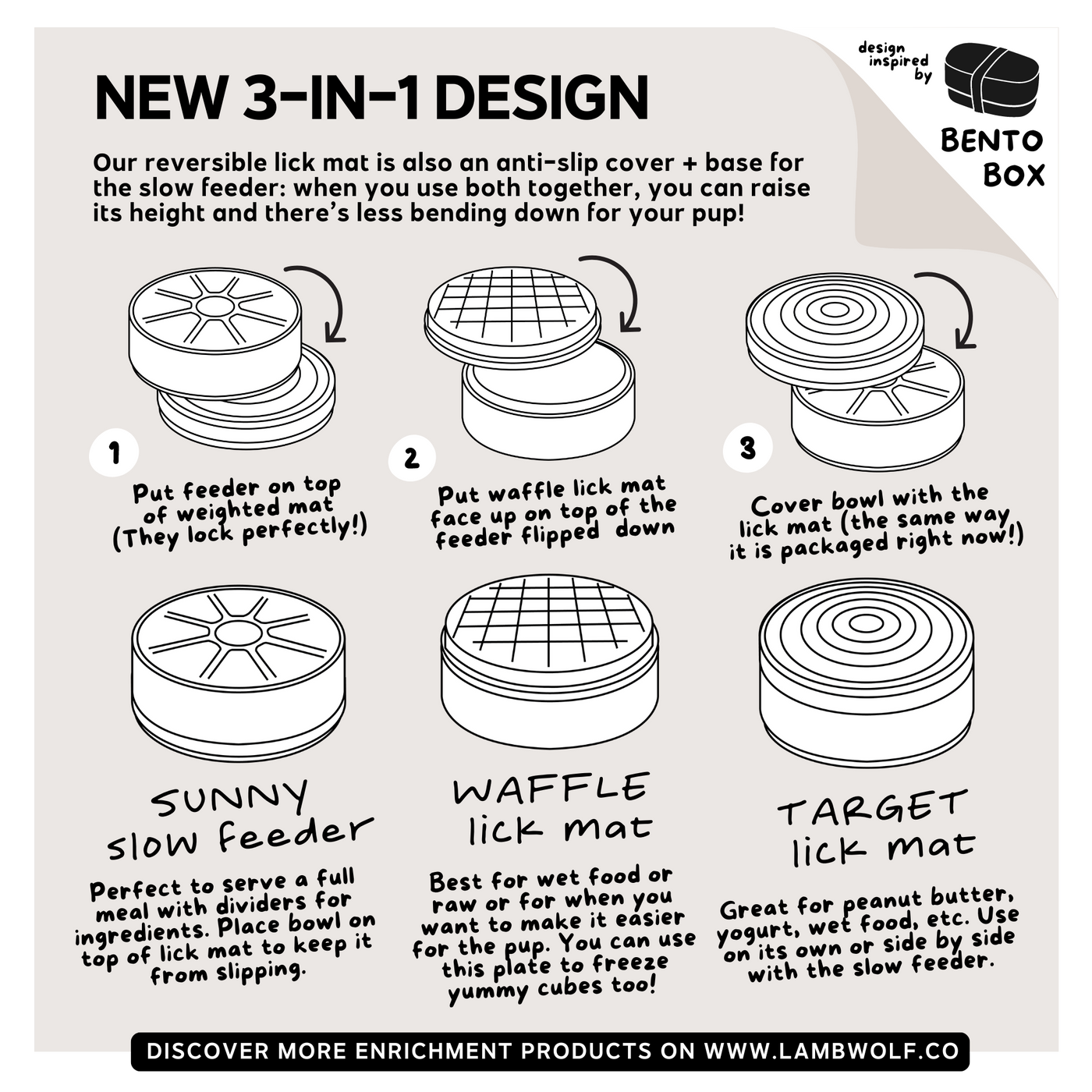 LAMBWOLF COLLECTIVE - 3-in-1 lick mat &amp; slow feeder BENTO